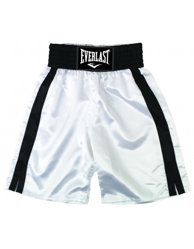 Short de boxe Everlast "Pro boxing trunks" blanc/noir