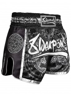 Short Muay thaï 8 Weapons Carbone Sak Yant Tigers noir