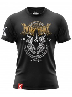 T-shirt Boxe thaï 8 Weapons Sak Yant Tigers noir