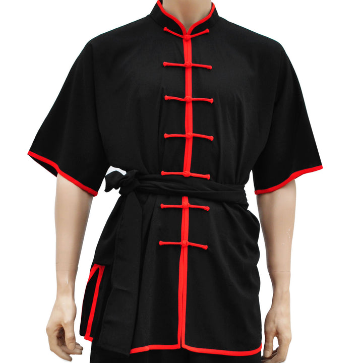 Haut de tenue Chang Quan classique noir brandebourgs rouge