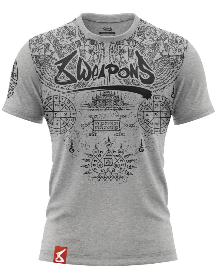 T-shirt Boxe thaï 8 Weapons Yantra gris