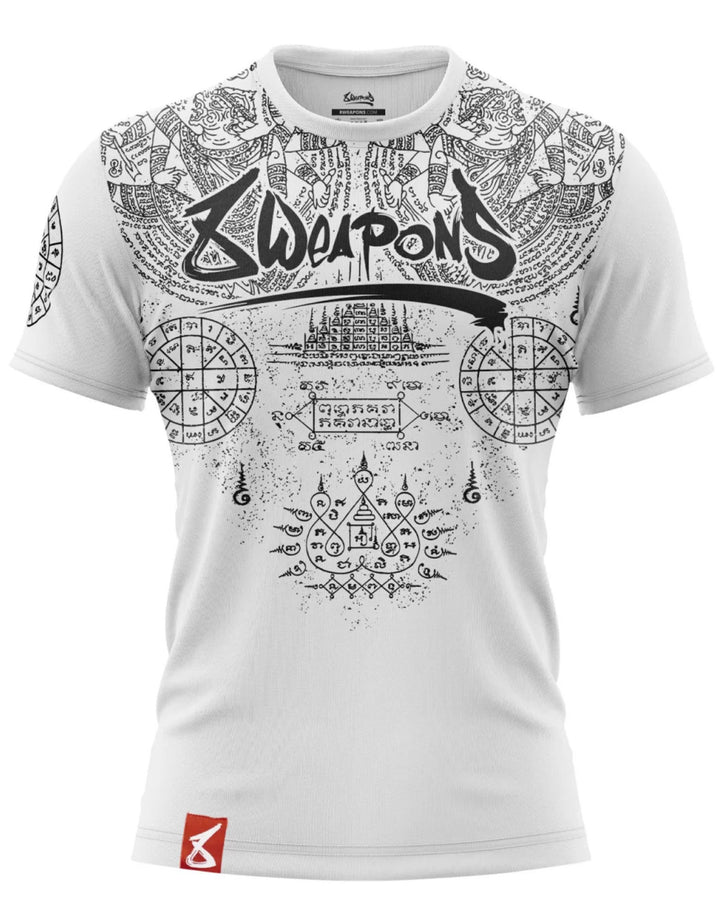 T-shirt Boxe thaï 8 Weapons Yantra blanc